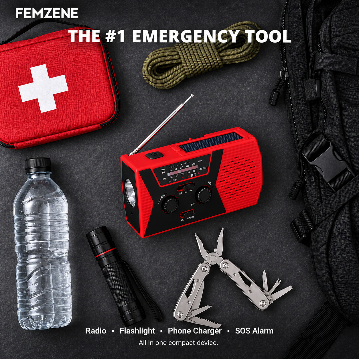 Femzene Lifeline Radio 4-in-1 Tool