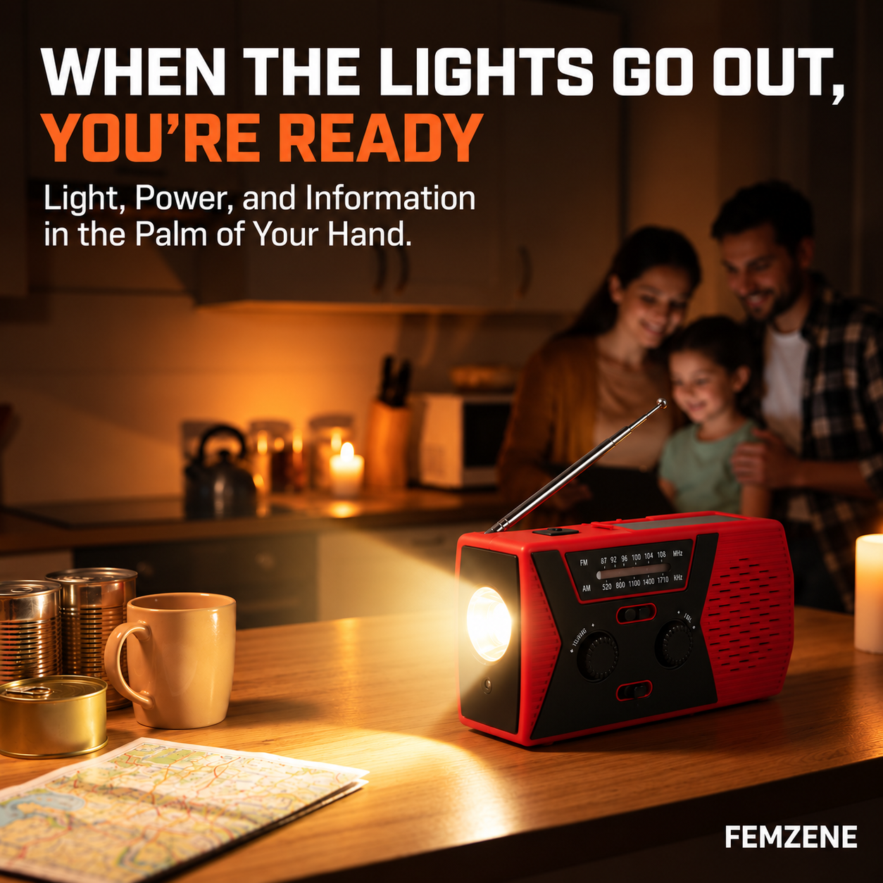 Femzene Lifeline Radio 4-in-1 Tool