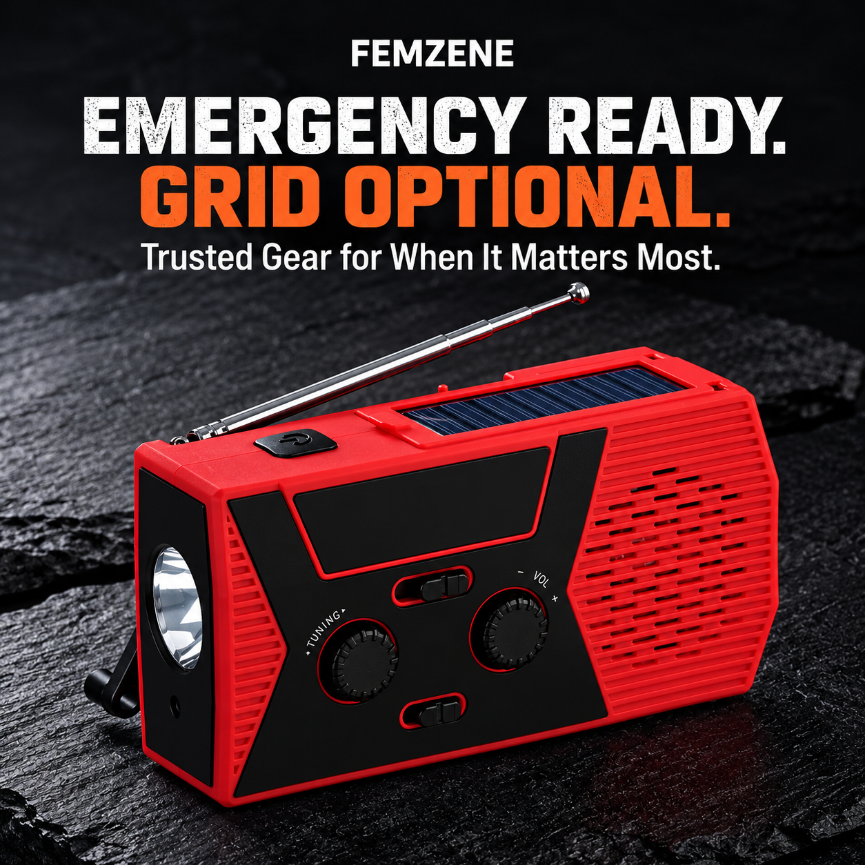 Femzene Lifeline Radio 4-in-1 Tool